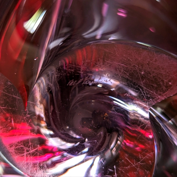 Vintage St. Lambert Pink Crystal Swirl Chalet Art Glass - Signed and Rare - Picture 7 of 8